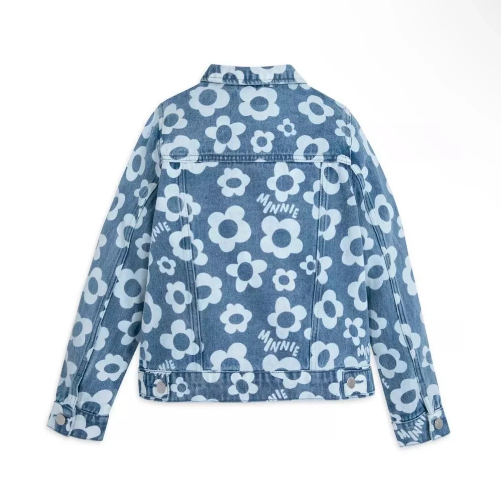 Disney Store Girls Minnie Mouse Floral Denim Jacket Size XL 14